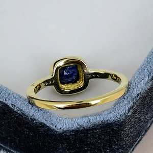 Yellow Gold Plated <b>Lapis</b> <b>Lazuli</b> Engagement <b>Ring</b> Solid 925 Sterling Silver Gemstone <b>Ring</b> Prong Setting <b>Rings</b> For Women - Product Image 4