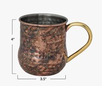Mug en cuivre finition rustique Reweds avec poignée en laiton, fait main, grande capacité, style vintage, pour Moscow Mule, vaisselle de bar