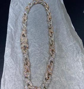 Collier de Luxe en Or Rose Sertie de Moissanite, Chaîne Cubaine, Style Hip Hop, Diamant VVS, Collier Statement - Product Image 4