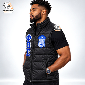 Veste décontractée pour homme Phi Beta Sigma, doudoune d'hiver avec logo frontal, col montant, fermeture éclair, coupe-vent, respirante, style universitaire, en polaire, écologique - Product Image 3