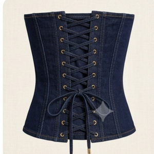 Denim <b>Patchwork</b> Corset Dress Zip Front Sleeveless Casual Dress for Streetwear Boutique - Product Image 4