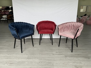 Chaises de salle à manger élégantes et modernes en velours Base en acier inoxydable Mobilier de maison traditionnel pour hôtels, écoles, appartements, villas - Product Image 5