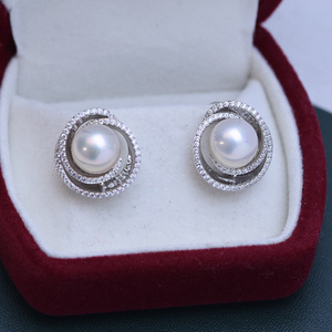 Zhuji Danshui S925 Silver Multi-Purpose <b>Earrings</b> 9-10mm <b>White</b> Round Strong Light Fine Flaws Wholesale <b>Pearl</b> <b>Earrings</b> - Product Image 4