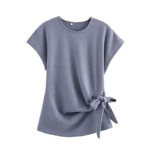 Camiseta de Verano para Mujer, Estilo Vintage, Tejida, 100% Poliéster, Transpirable, Anti-Pilling, Ecológica, Corte Ajustado - Product Image 2