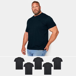 Men's Black Short Sleeve O-Neck Casual T-Shirt Regular Fit Knitted Solid Design 100% Cotton Jersey Fabric - Product Image 5