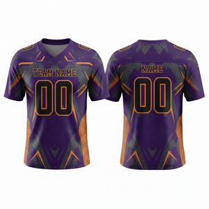 Maillot de football américain personnalisé pour homme, manches courtes, sublimation, séchage rapide, évacuation de l'humidité, nom et numéro personnalisés, uniforme d'équipe, OEM - Product Image 1