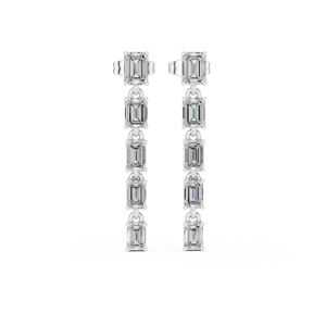 Boucles d'oreilles pendantes linéaires en diamant de laboratoire certifié IGI, émeraude 10K/14K/18K/argent - Product Image 2