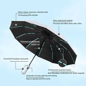 Unbreakable Paraguas Uv Folding Durable Premium Grip Custom Ring Buckle Rain <b>Windproof</b> Automatic <b>Umbrella</b> With Logo - Product Image 2
