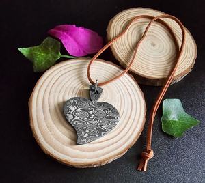 Hot Selling Damascus Steel Wide Heart <b>Pendant</b> <b>Viking</b> Norse Amulet & Necklace Carved Metal Fashion Jewelry for Parties Gift Ideas - Product Image 1