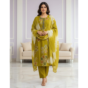 Conjunto de 3 Piezas de Ropa Tradicional para Mujer, Hecho a Mano, para Fiestas, Tela de Rayón, Suministro de Exportación - Product Image 2