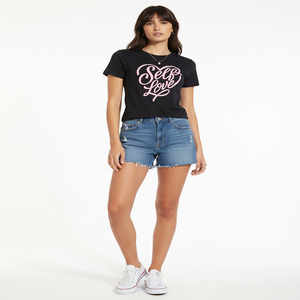 Camiseta Negra Estampada con 'Self Love' para Mujer, de Alta Calidad, Cómoda, 100% Algodón, Estilo Casual, Diseño Personalizado OEM - Product Image 2