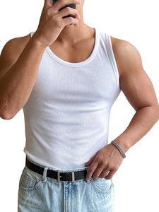 Camiseta sin mangas para hombre, cuello redondo, básica, ajustada, tipo chaleco, camiseta interior muscular - Product Image 6