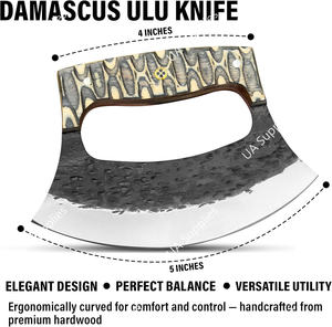 Cuchillo Ulu Tradicional Hecho a Mano, Hoja de Acero Inoxidable, Mango de Madera, Grabado Personalizado, Esencial para la Cocina, Personalizado, Ambidiestro - Product Image 5
