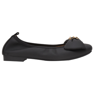 Ballerines en cuir d'agneau véritable pour femmes Ann'S, avec nœud décoratif, en cuir souple, confortables, à enfiler, plates, noires - Product Image 4