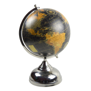 Globo Terráqueo Blanco de 36 cm con Base de Metal y Acrílico, Diseño Clásico, Acabado Pulido, Mapa del Mundo - Product Image 5