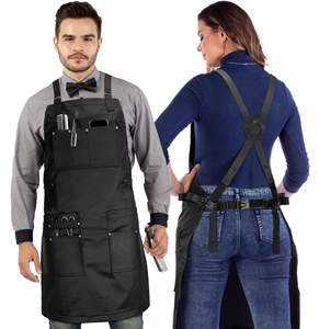 <b>Leather</b> Bib <b>Apron</b> With Multiple Pockets For Hairdressers And Barbers Classic Style Durable Workwear - Product Image 5