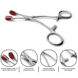 Pince à langue Young 16,5 cm en acier inoxydable, instrument chirurgical manuel avec mâchoires en caoutchouc, verrouillage à cliquet, certifié CE - Product Image 6