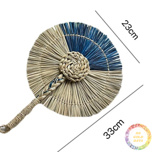 Ventilador Decorativo Portátil Tejido a Mano con Hierba Marina Natural, Estilo Antiguo, para Eventos Tropicales, Fiestas y Uso Diario - Product Image 2