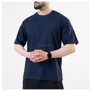 T-shirt uni pour homme 100% coton Tissu tricoté Design vierge avec logo personnalisé et couleur unie - Product Image 3