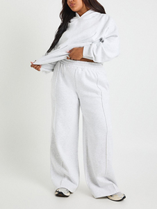 Sudadera con Capucha y Pantalones Deportivos Personalizados, 100% Algodón, 465 GSM, Gruesos, Transpirables, Estilo Urbano, Hip Hop, Invierno, Color Sólido, con Cordones, para Mujer - Product Image 3