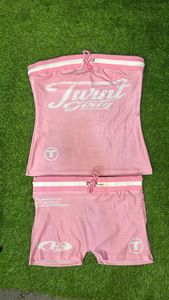 Ensemble deux pièces short et brassière sans manches sportif pour femme, en spandex, sublimation, style streetwear - Product Image 1