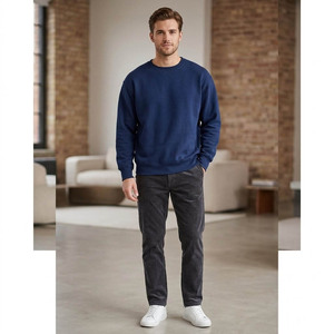 Premium beige Crew Neck Sweatshirt Unisex Heavyweight Cotton Fleece <b>Pullover</b> Blank Sweatshirt for <b>Men</b> & Women - Product Image 6