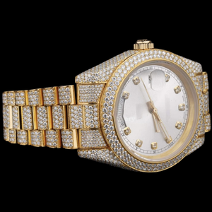 Reloj de Diseño para Hombre, Estilo Hip Hop, Personalizado y Hecho a Mano, Completamente Cubierto de Diamantes de Imitación, Esfera Blanca con Características Clásicas - Product Image 2