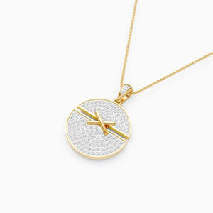 Collar Clásico Unisex de Oro Sólido de 14K Chapado en Oro Rosa con Diamante Natural, Corte Pera, Estilo Vintage, con Pavé, para Compromiso - Product Image 2