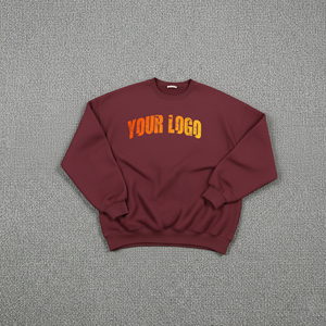 Sudadera de Cuello Redondo Color Borgoña para Mujer, Manga Larga, Tejida, 100% Algodón, para Otoño, Color Sólido, Corte Regular - Product Image 3