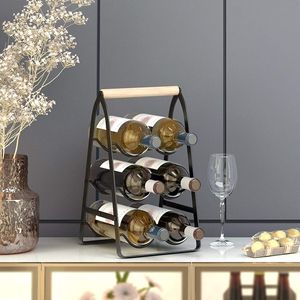 Portabottiglie da Tavolo Mecor Design Classico a 3 Livelli, Porta Vini in Legno per 6 Bottiglie, per Arredamento Casa, Bar, Cantina - Product Image 2
