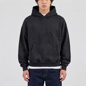 Prix de gros : Nouveau design de sweat à capuche pour hommes, style mode, avec strass effet délavé soleil, pour adultes et usage extérieur - Product Image 1