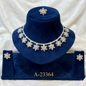 Último conjunto de collar y pendientes florales de aleación de zinc chapado en oro de 24 quilates con circonitas de MOLL JEWELLERS, estilo indio, certificado para fiesta, para mujer - Product Image 6