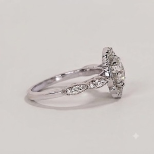 Bague en or massif 18 carats certifiée IGI, couleur E, clarté VS1, style Art Déco, halo, bague de fiançailles, diamant de laboratoire de 1,24 carat, forme octogonale - Product Image 5