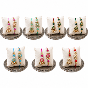 Elegantes Pares de Lumba Rakhi de Diseño para Bhai Bhabhi, Conjunto de Pulseras Tradicionales para Raksha Bandhan con Cuentas de Perlas y Estilo Étnico para Festivales - Product Image 1