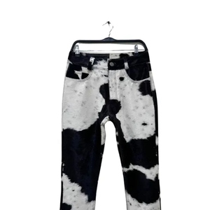 Men's High Waist Tie Dye Denim <b>Pants</b> Casual Straight Fit Bleach Stone Wash Cotton Trousers <b>Summer</b> Style Button Fly - Product Image 6