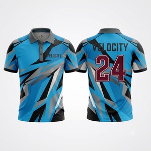 เสื้อโปโลผู้ชายลายเรขาคณิต Velocity แขนสั้น สีน้ำเงินเทา สปอร์ต แห้งเร็ว พิมพ์ลาย ชุดทีม - Product Image 1