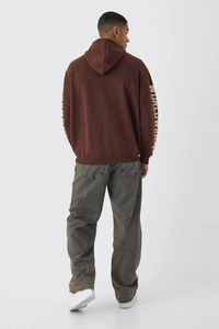 OEM Custom Logo Heavyweight 100% Cotton Brown <b>Thick</b> <b>Fleece</b> Lined Winter Drop Shoulder Baggy Hoodies Casual Pullover Regular Fit - Product Image 3