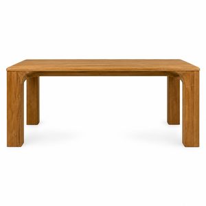 Table à manger rectangulaire en teck massif, style scandinave moderne, imperméable, avec pieds sculptés concaves, pour hôtel, villa, école - Product Image 1