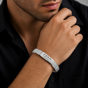 925 Sterling <b>Silver</b> Cubic Zirconia Bracelet High Polish Modern <b>Mens</b> Unisex ID Bar Link Chain <b>for</b> Wedding Party Daily Wear Gift - Product Image 4