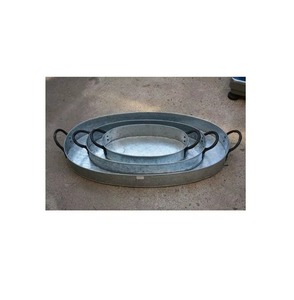 Excellent Craftmanship Oval Metal Decorative Trays With Wooden Handles Rustic Style 3Pcs <b>Set</b> - Product Image 5