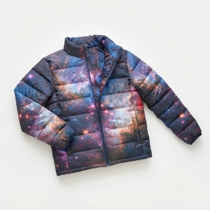 Chaqueta Acolchada Unisex con Estampado de Galaxia, Cuello Alto, Cierre de Cremallera, Resistente al Viento, Informal de Invierno, Relleno Grueso de Poliéster, Largo Regular - Product Image 3