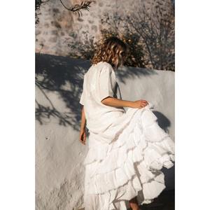 Womens White Layered Ruffle Maxi Skirt Set Casual Loose Short Sleeve <b>Top</b> <b>Flowy</b> Tiered Long Skirt Summer Vacation Outfit - Product Image 6
