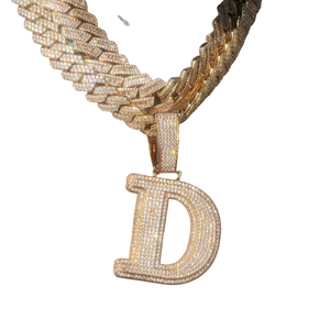925 <b>Silver</b> Yellow Gold Plated VVS Moissanite Diamond Elegant 3D Multi <b>Initial</b> Letter <b>Pendant</b> Full Iced Hip Hop Vintage GRA - Product Image 1