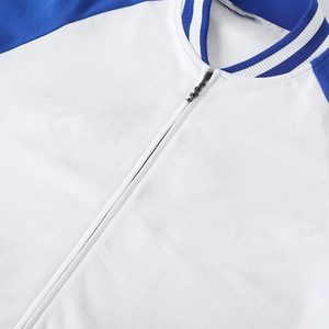 High Quality Zeta White Blue Unisex Varsity Fleece Jacket Women Chenille Number Embroidery Greek Sorority Fraternity Jacket - Product Image 6