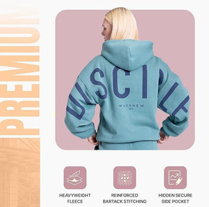 Sweat-shirt à capuche pour homme Azhar, logo personnalisé, coupe classique, en molleton de coton premium, streetwear, poids lourd 500g, anti-rétrécissement, doublé - Product Image 2