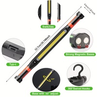 Lampe de travail LED portable à main, source lumineuse COB, fixation magnétique, crochet de suspension, rechargeable par USB, lampe d'urgence pour usage au bureau