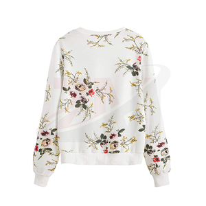 Sweat-shirt tricoté à imprimé floral pour femme, col rond, manches longues, pull décontracté respirant, vêtements de printemps - Product Image 2