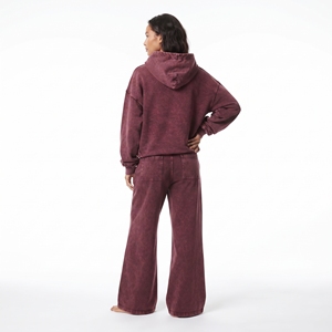 Hot Selling Women’s Full <b>Zip</b> Hoodie Acid Wash Distressed Wide Leg Flared <b>Jogger</b> Cotton Fleece Breathable Two Piece - Product Image 4