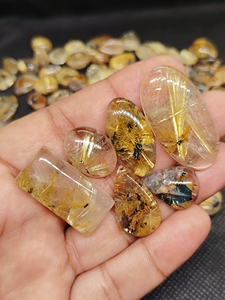 Natural Golden Rutile Quartz Oval Gemstone for <b>Necklace</b> Making for Jewellery Creativity - Product Image 6