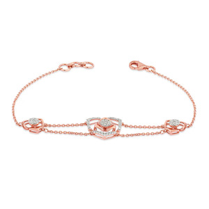 Bracelet chaîne multi-grosses mailles à motif floral et diamants - Product Image 3